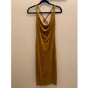 BCB Generation Gold Velvet Midi Dress